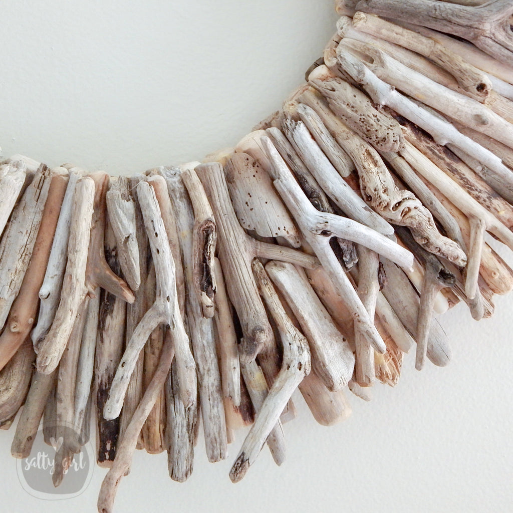 Sun Bleached Driftwood Wreath - 24"  - Wall Decor by Maine Artist Cherie Herne