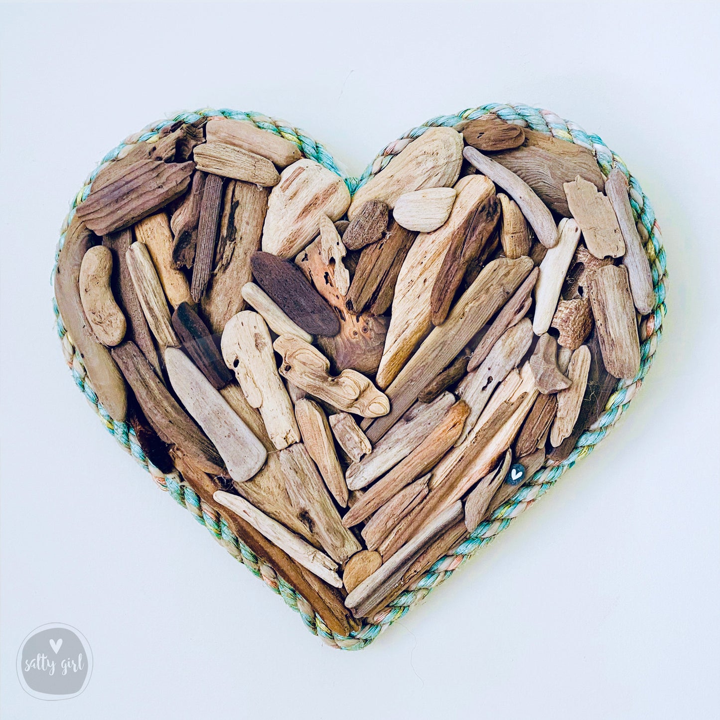 Driftwood Heart Wall Decor with Rope Frame - 14x14" or 20x20"