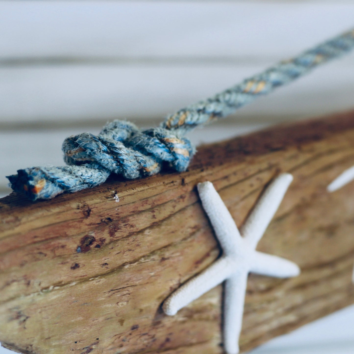 Custom Driftwood Sign with a Starfish and a Fishing Rope Hanger - Beach Inspired Hand Lettered Sign