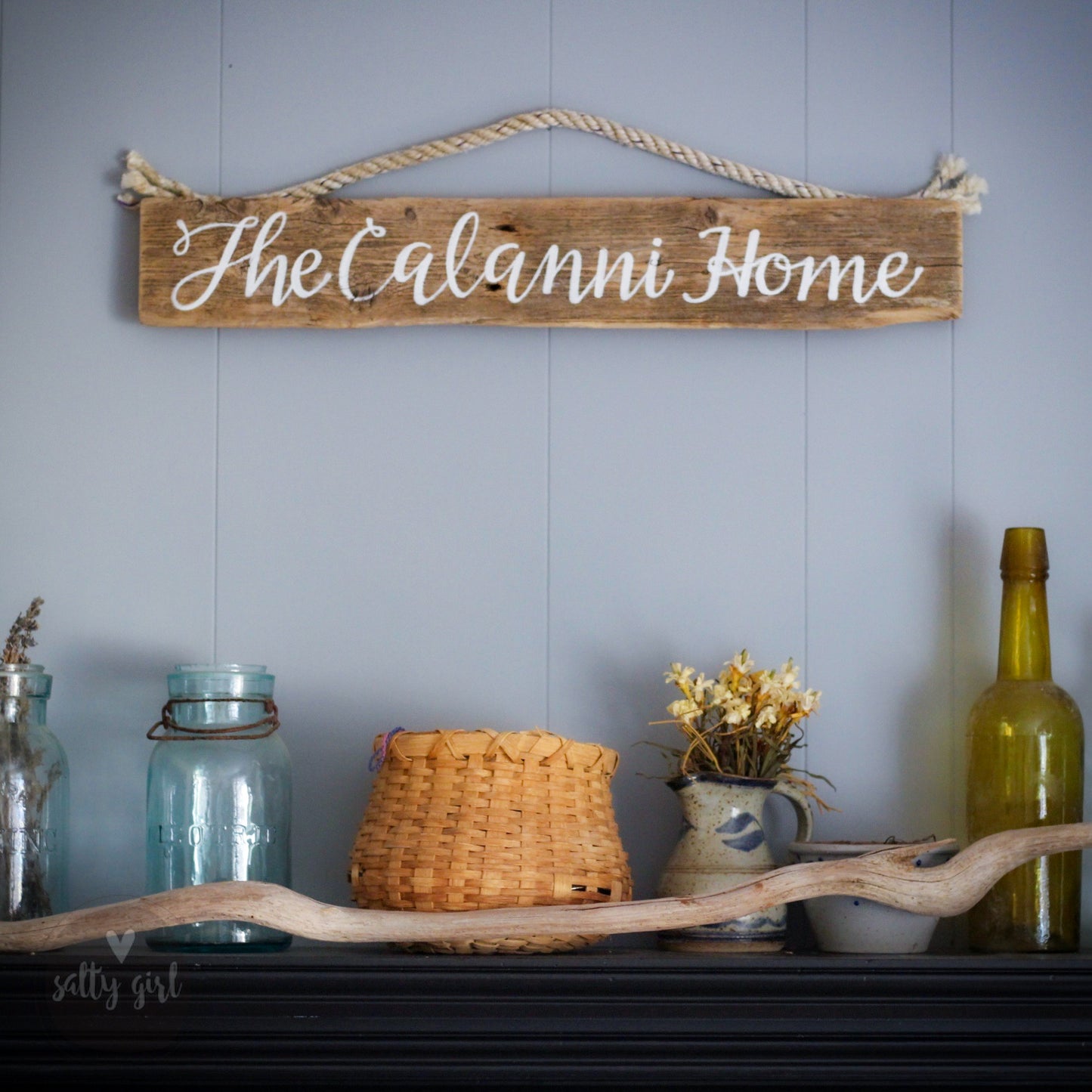 Large Custom Driftwood Sign with Rope Hanger - 3 - 4 Foot Personalized Headboard Sign - Large Coastal Wall Art