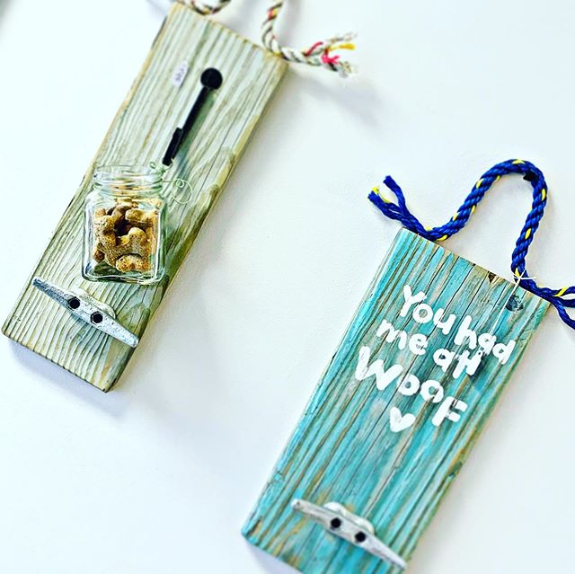 Personalized Dog Leash Holder Rack with Treat Jar