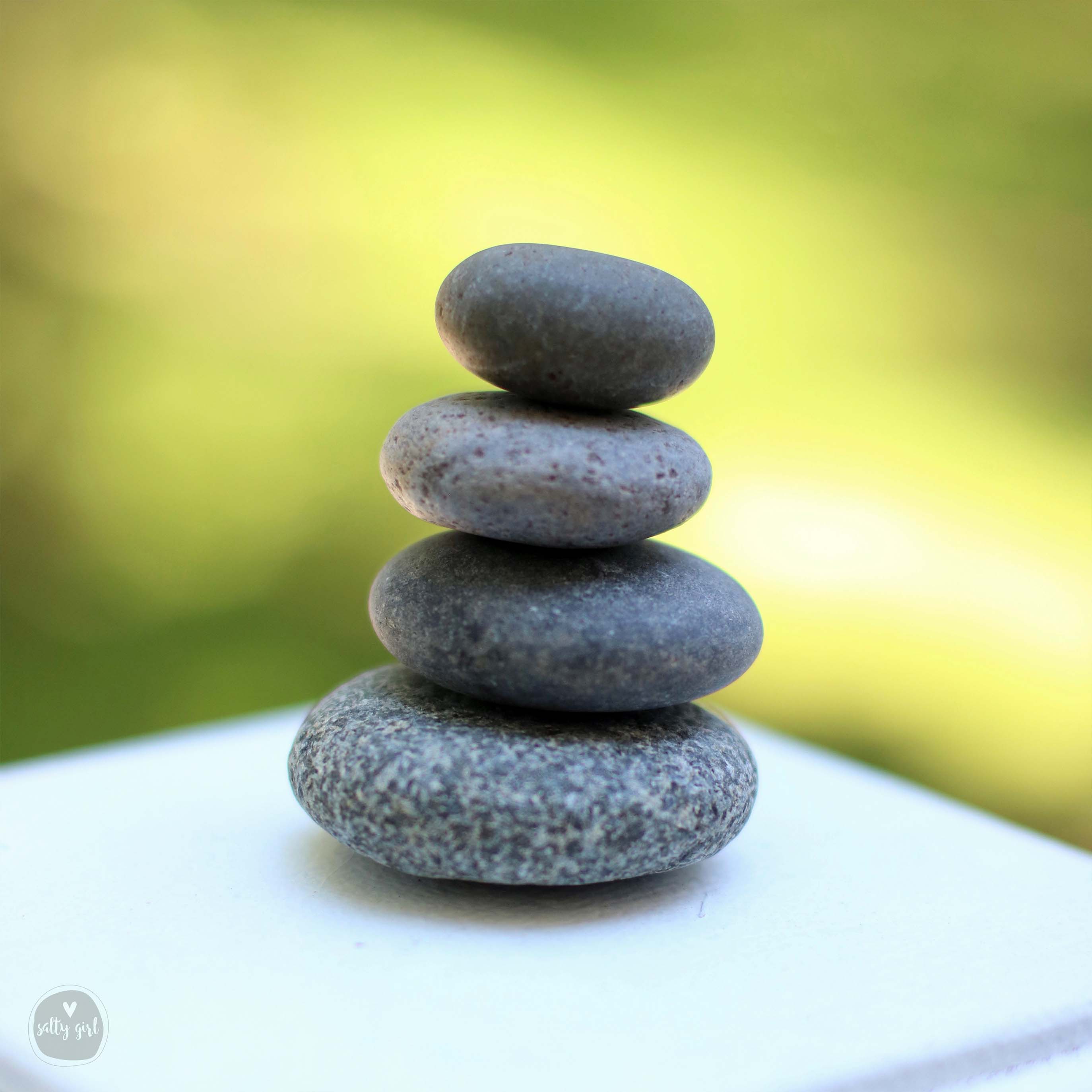 Stacked Beach Stone Cairn - 4 Stacking Peace Stones