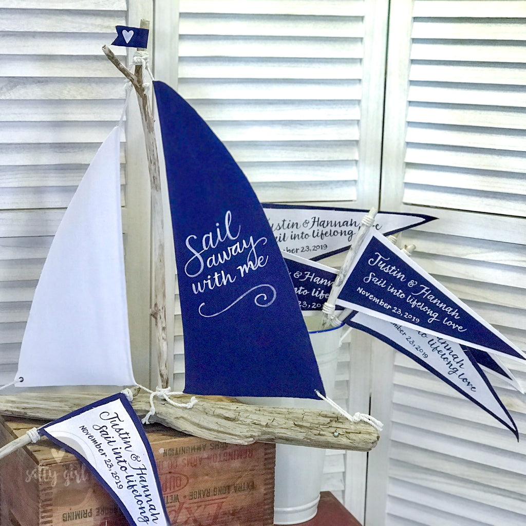 Centerpiece Pennant Flag | Wedding Table Number Flags |  Wedding Table Markers | Nautical Wedding