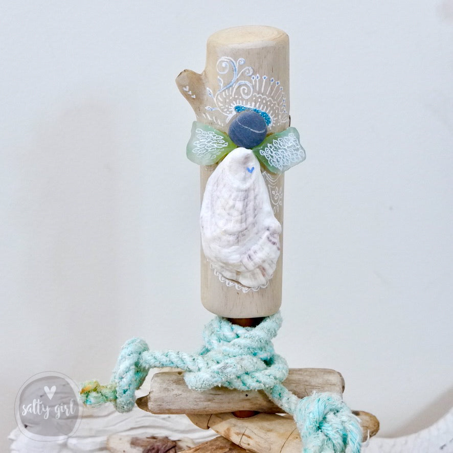 Angel Sea Glass Christmas Tree Topper for Driftwood & Evergreen Trees