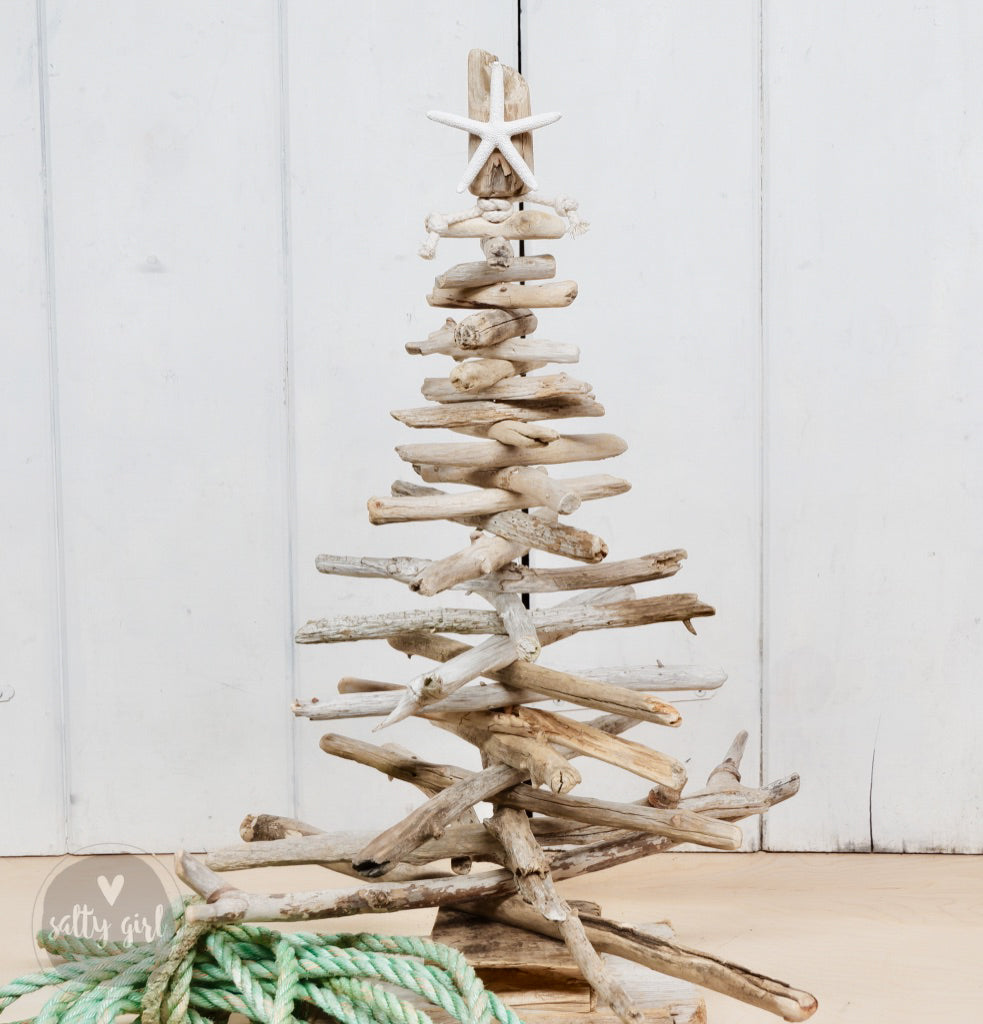 Driftwood Christmas Tree | Handcrafted 2 FT Tabletop Tree with Organic Branches & Lights & Tote