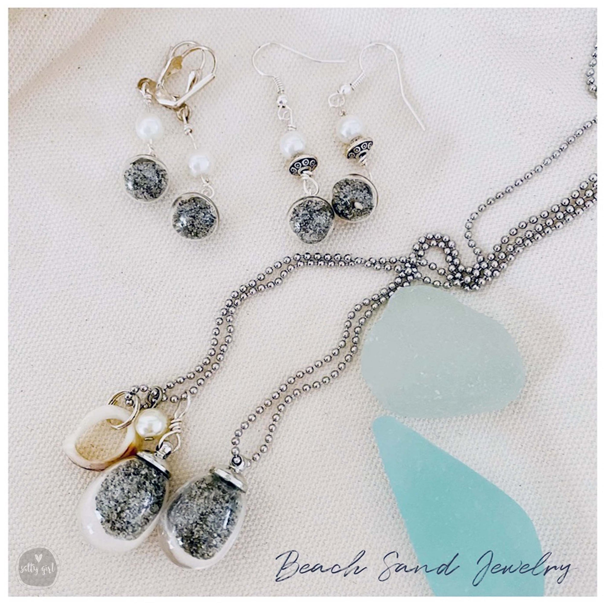 Beach Sand Jewelry - Maine Beach Sand Necklace & Earrings