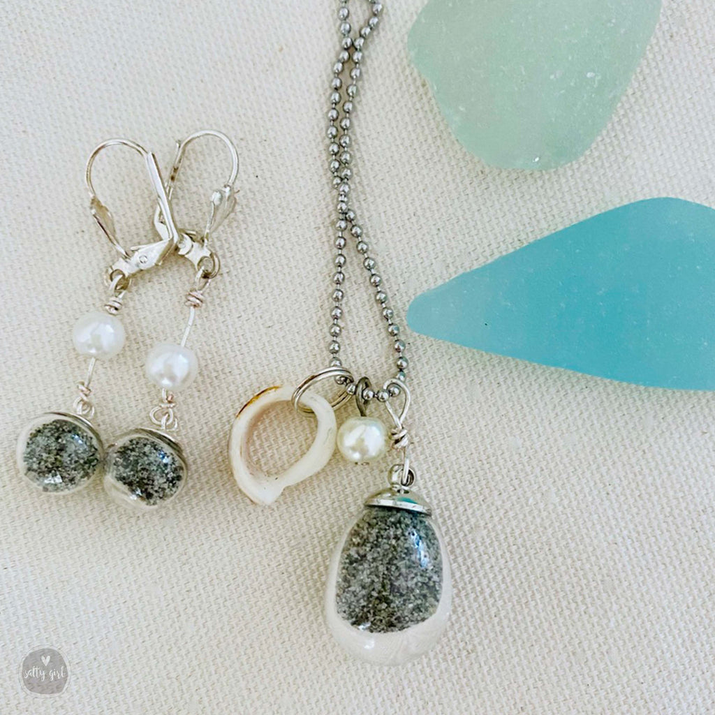 Beach Sand Jewelry - Maine Beach Sand Necklace & Earrings