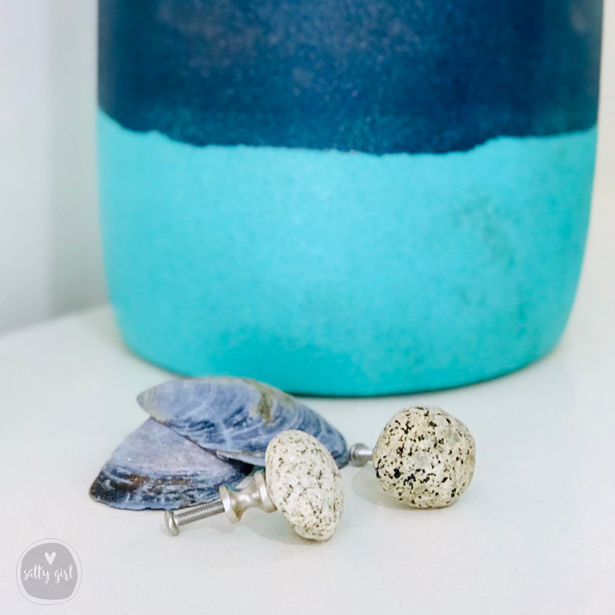 Beach Stone Cabinet Knobs - Set of 2 Maine Beach Stone Drawer Pulls