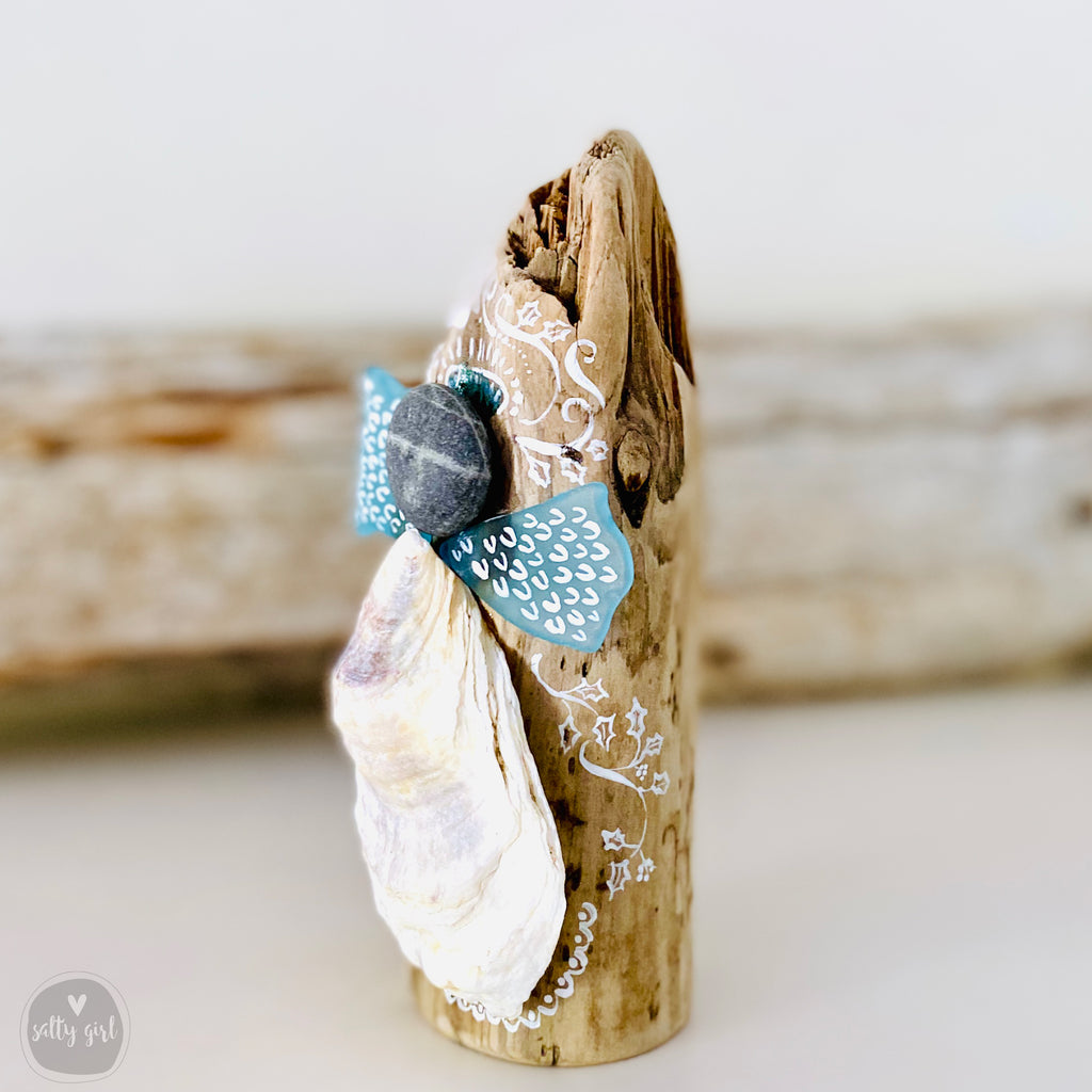 Driftwood Angel Sea Glass Christmas Tree Topper for Driftwood or Evergreen