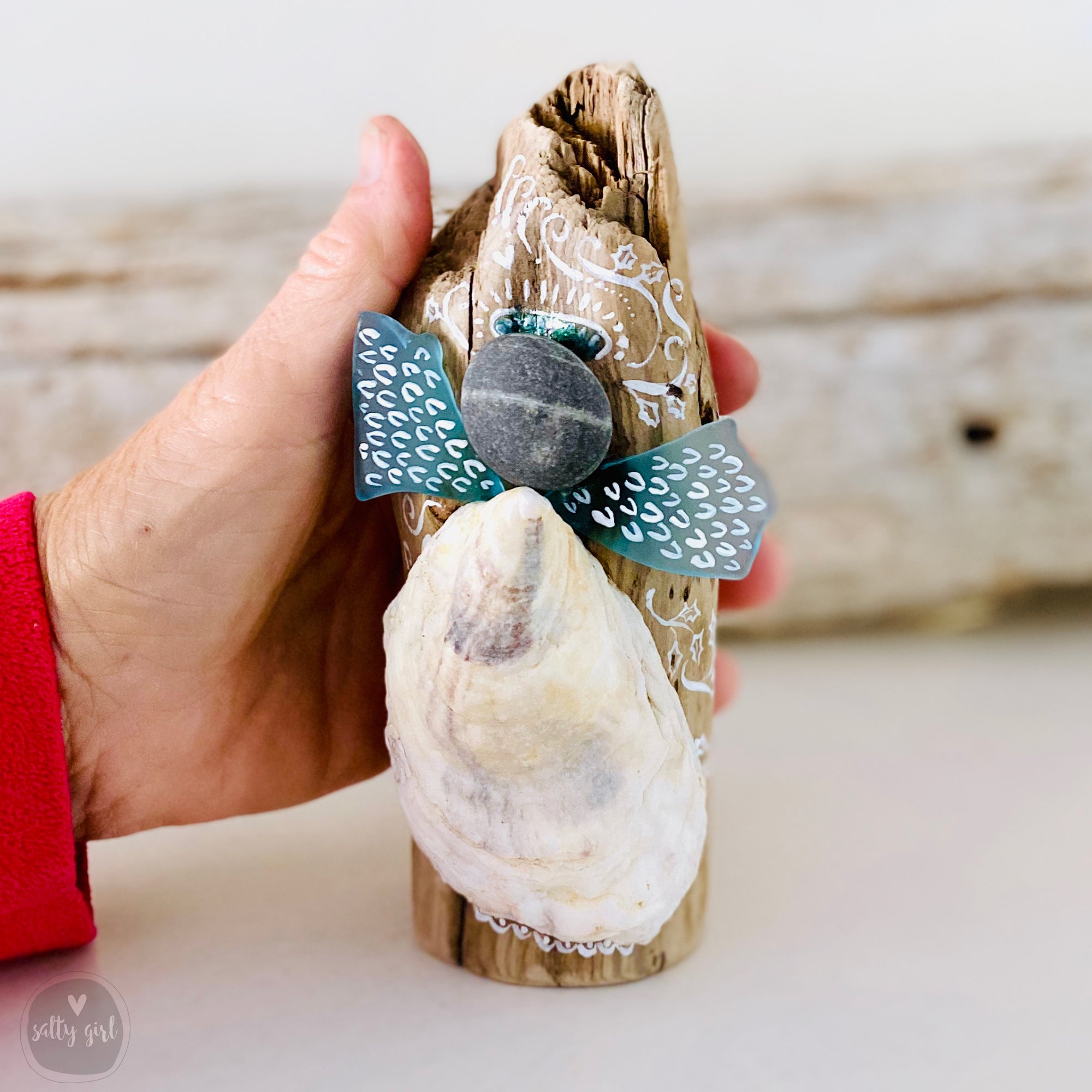 Driftwood Angel Sea Glass Christmas Tree Topper for Driftwood or Evergreen