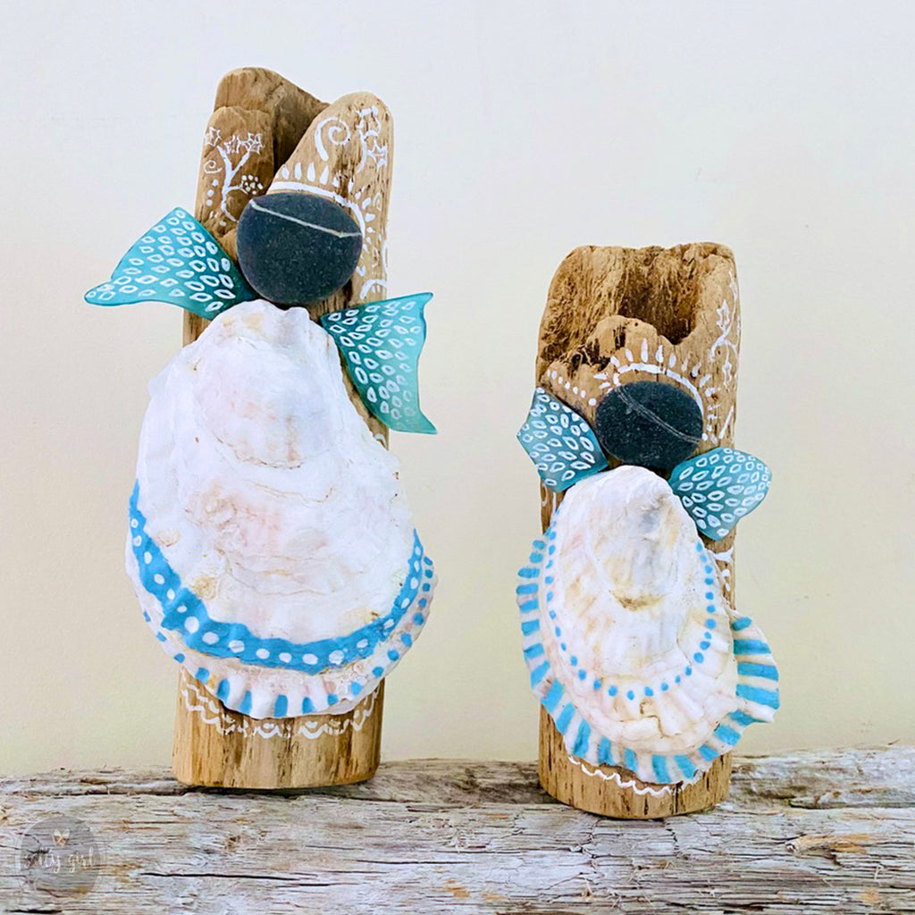 Driftwood Angel Sea Glass Christmas Tree Topper for Driftwood or Evergreen