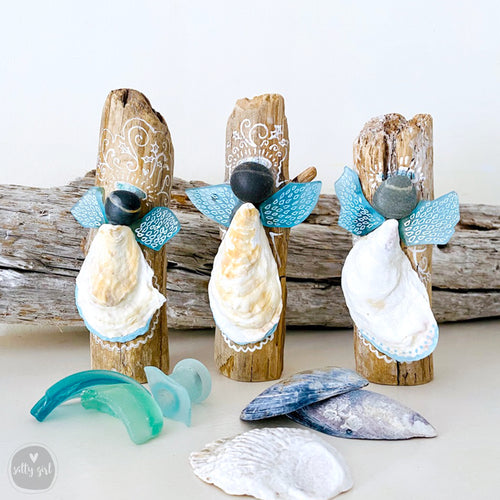 Driftwood Angel Sea Glass Christmas Tree Topper for Driftwood or Evergreen