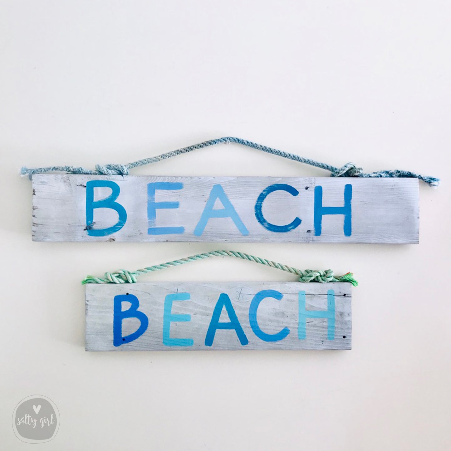 Driftwood Beach Sign - Wooden Beach Sign with Fishing Rope Hanger - Beach Themed Decor - Coastal Art