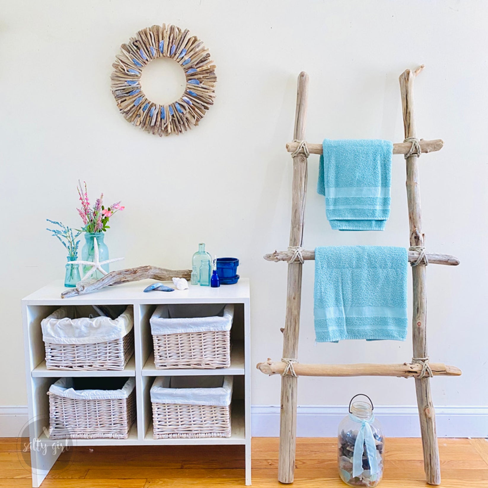 Driftwood Blanket Ladder Handmade Quilt Ladder Loft Ladder Maine Salty Girl