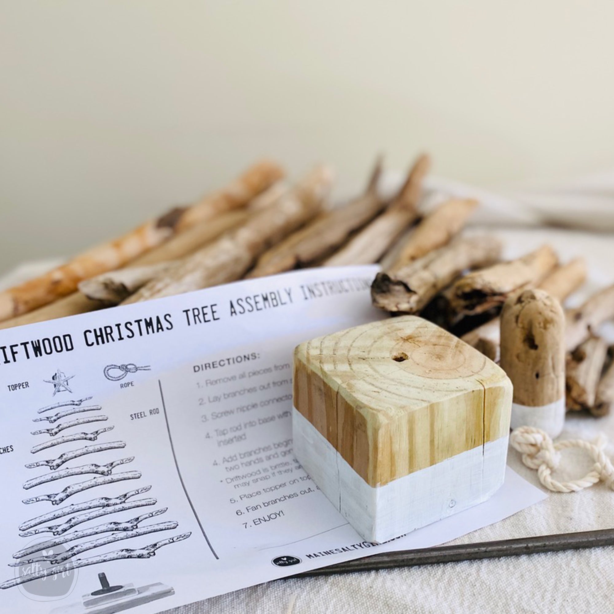 Driftwood Christmas Tree | Handcrafted 2 FT Tabletop Tree with Organic Branches & Lights & Tote