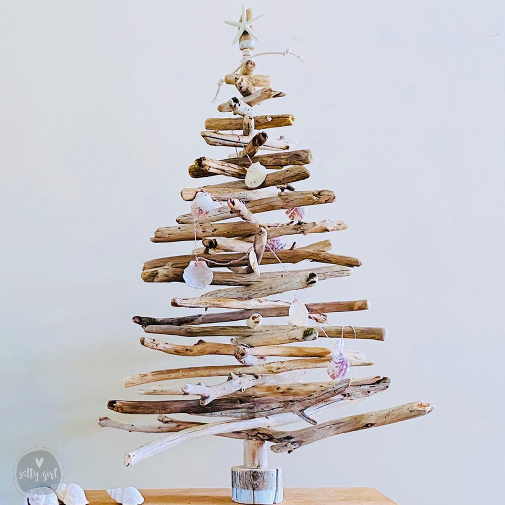 Driftwood Christmas Tree with Shell Garland