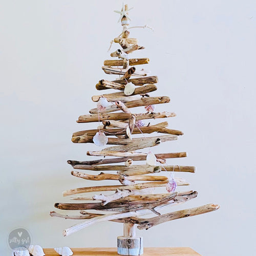 Driftwood Christmas Tree with Shell Garland