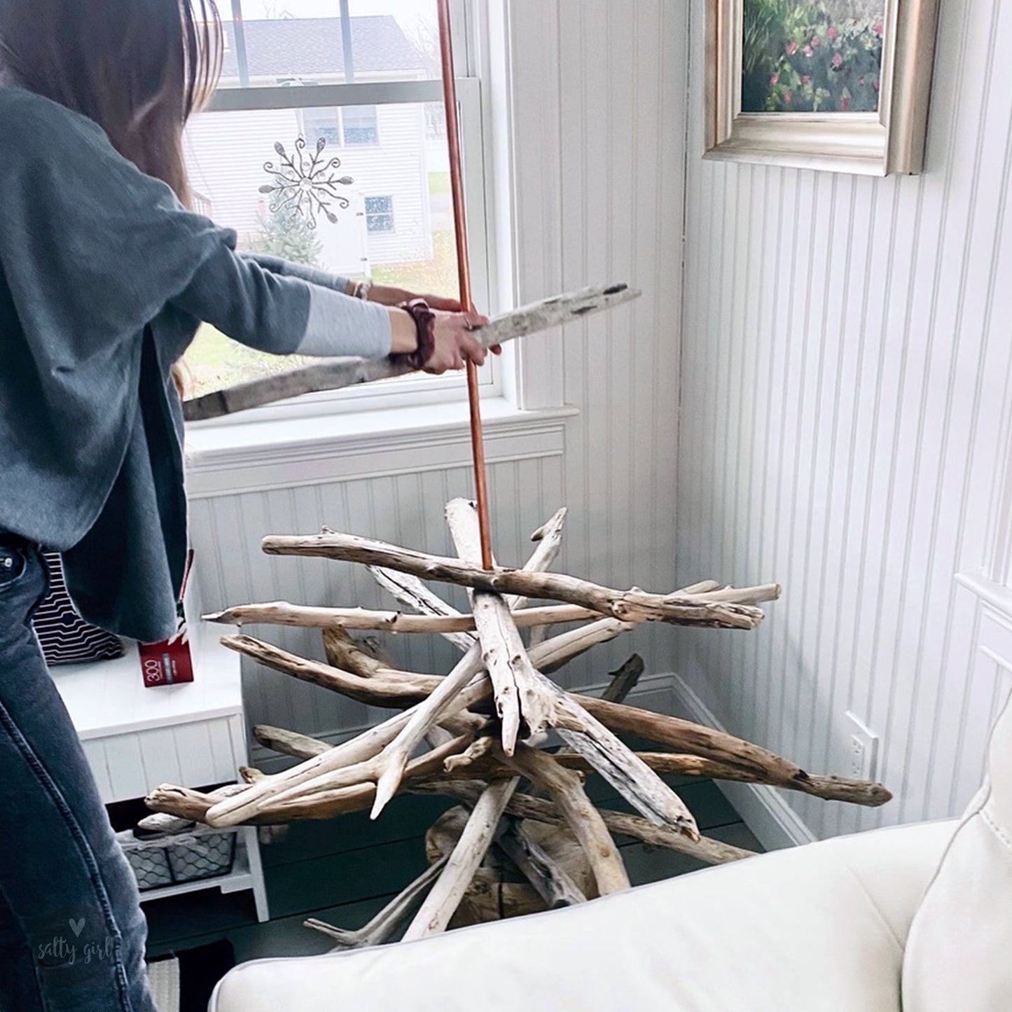 Sarah Shields Building a Driftwood Christmas Tree