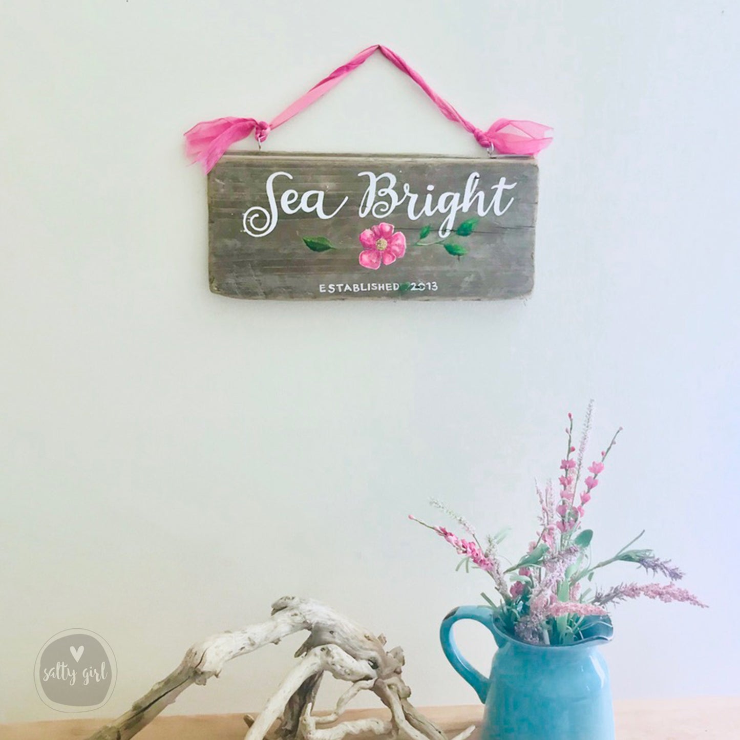 Personalized Driftwood Cottage Sign with Ribbon Hanger - Realtor Gift