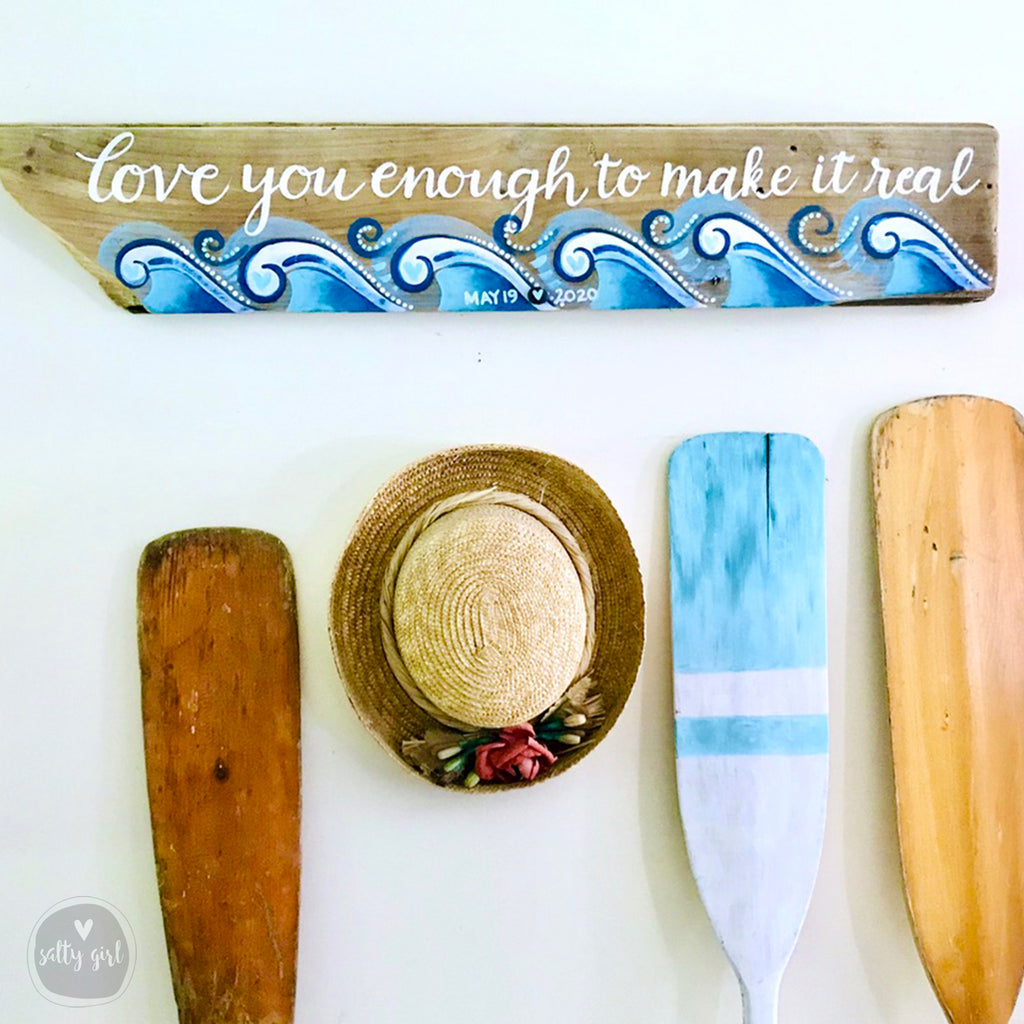 Custom Driftwood Sign with Nautical Waves and Recycled Lobster Rope Hanger - Personalized Beach House Décor, Coastal Wall Art, Rustic Home Decor