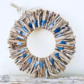 Driftwood Wreath with Indigo Blue Maine Mussel Shell Accents - Sizes 12" - 16" - 20”