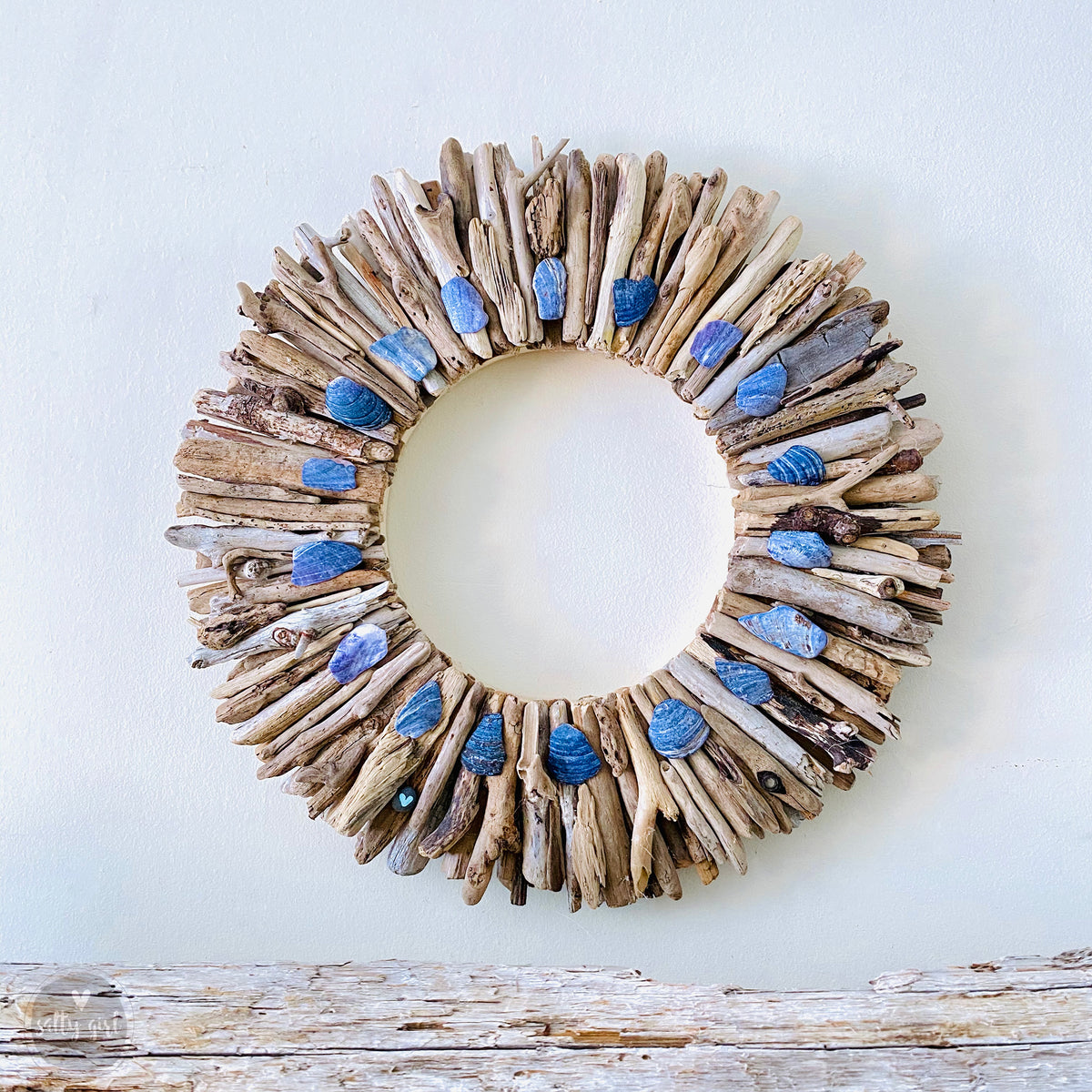 Muscle Shell Wreath Driftwood Wreath with Indigo Blue Maine Mussel Shell Accents - Sizes 1 ...