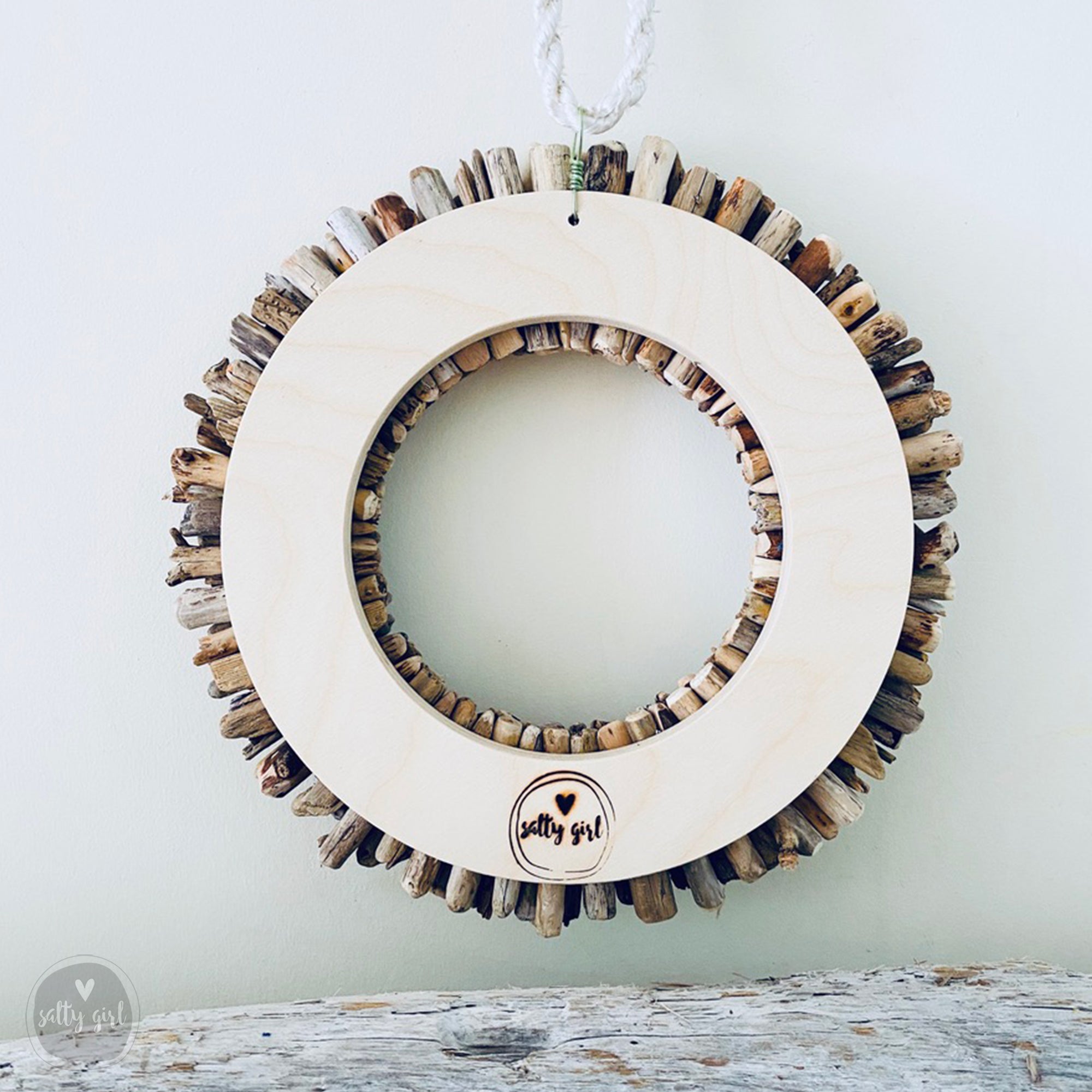Driftwood Wreath with Shades of Aqua & Sea Foam Sea Glass - Sizes 12" - 16" - 20”