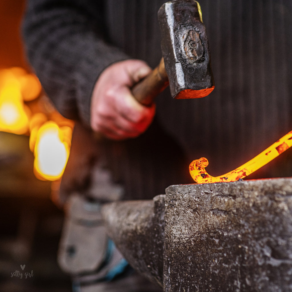 Hand-Forged Rustic Iron Hooks - 3" Decorative Curtain Rod Brackets