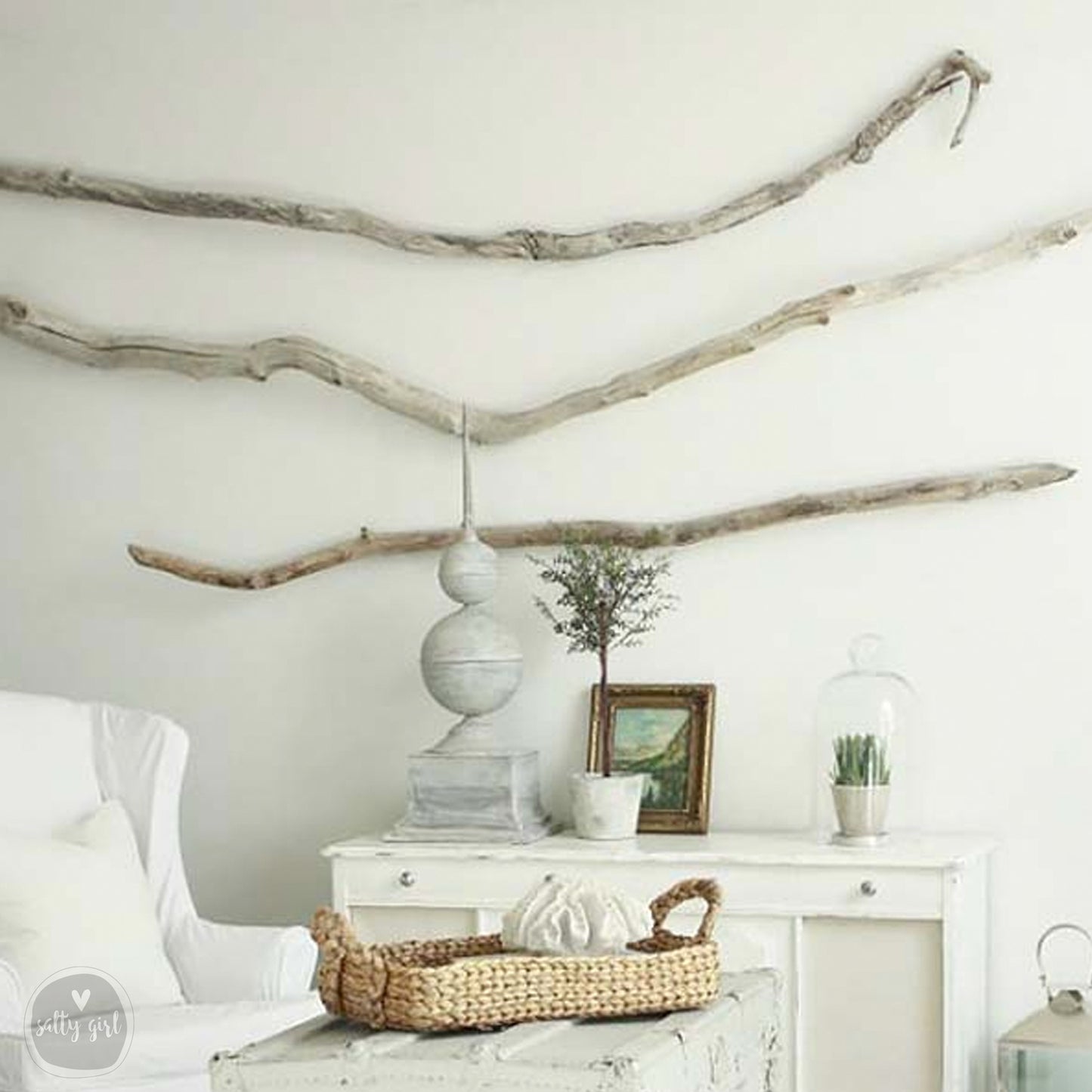 Large Driftwood Branch 8 FT for Coastal Wall Decor