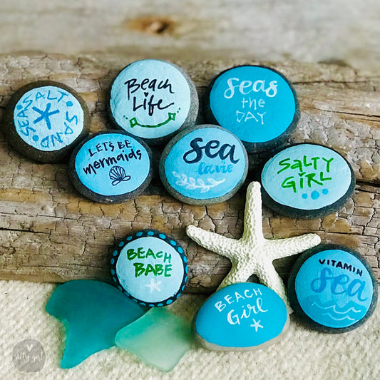 Painted Beach Stones with Whimsical Designs - custom event favors