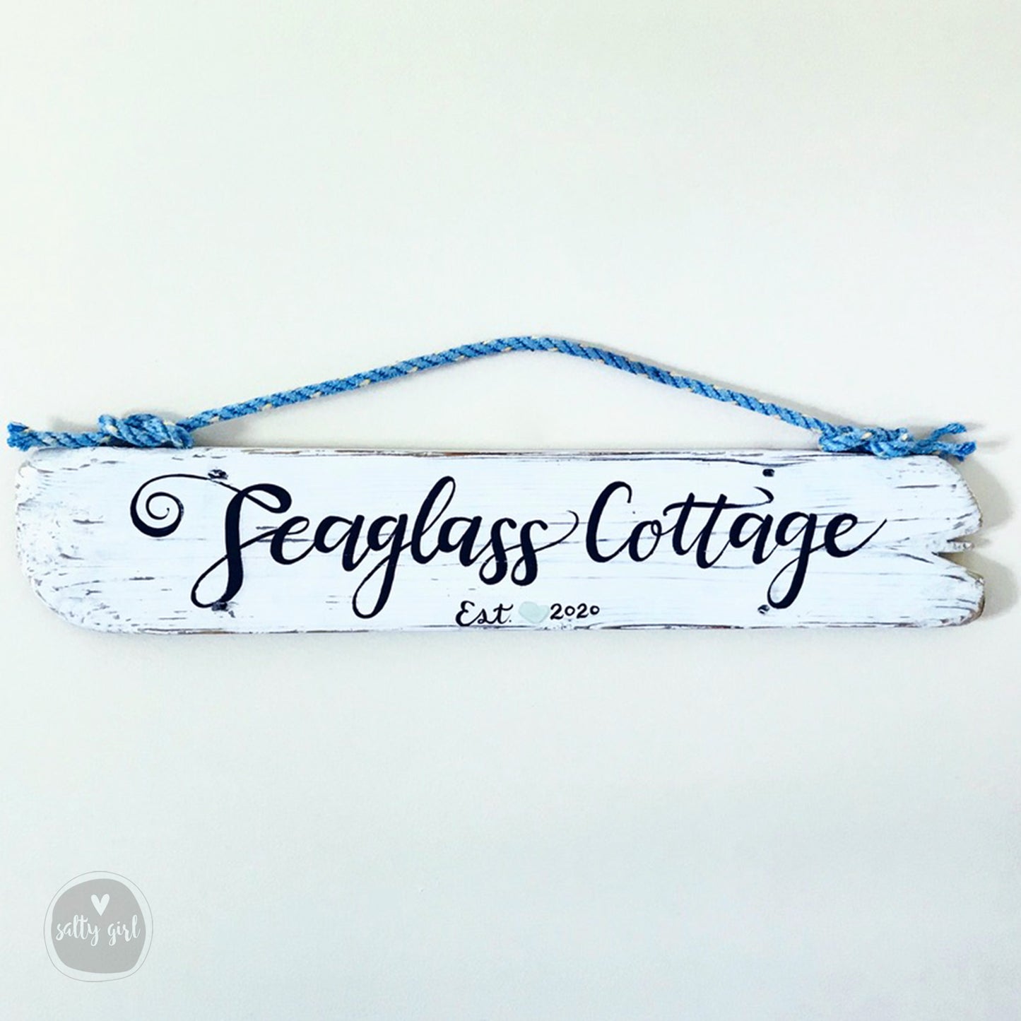 Custom Outdoor Driftwood Sign - Personalized Wooden House Sign with Rope Hanger - Summer Cottage Sign