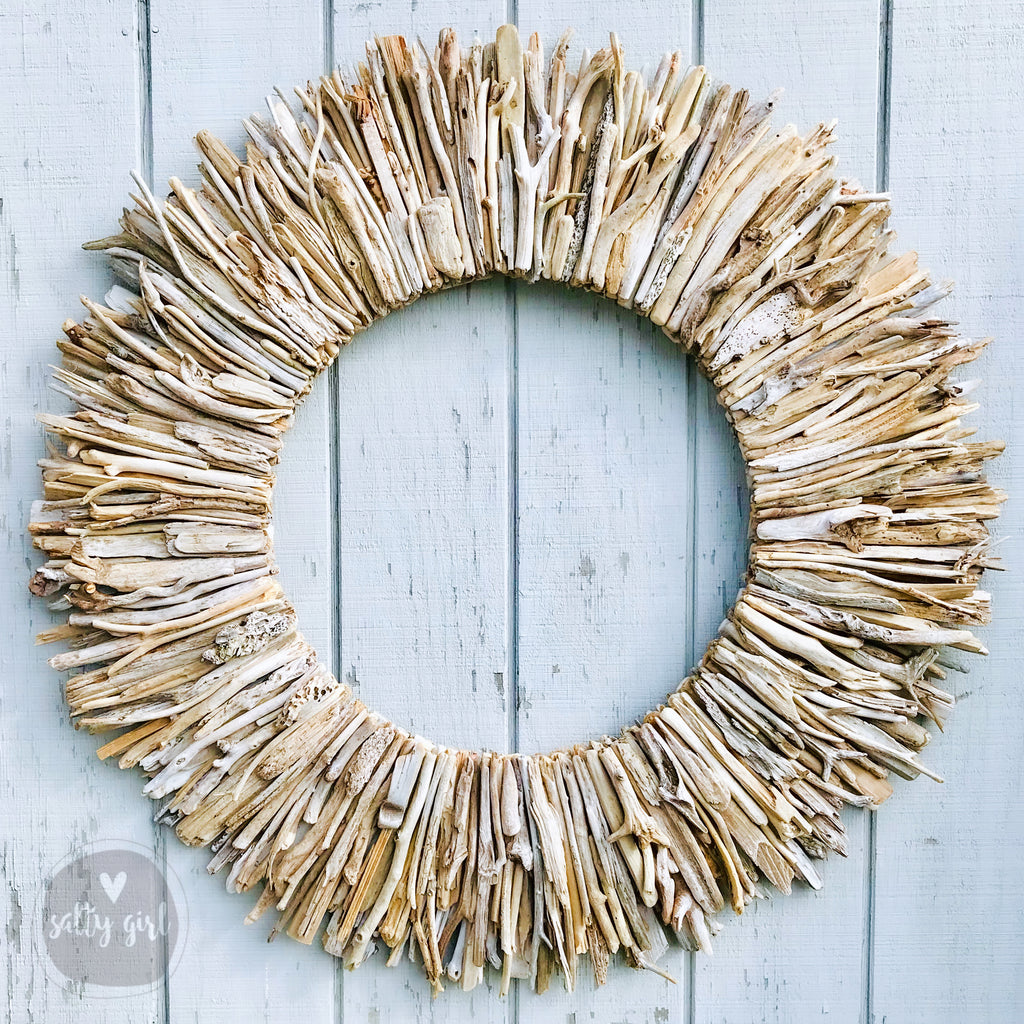 Driftwood Wreath Wall Decor with Natural Sun-Bleached Tones 30 - 42"