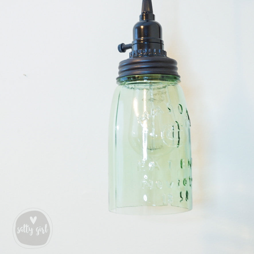 Driftwood Pendant Wall Lamp With Open Bottom Mason Jar Shade