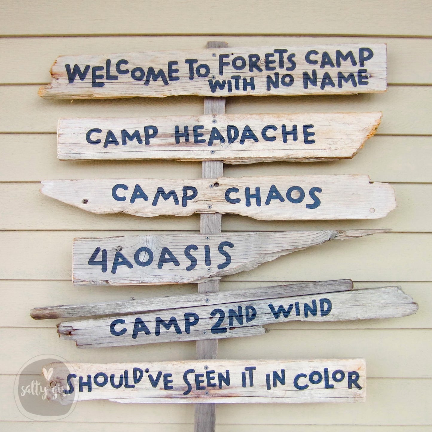 Custom Driftwood Wedding & Event Signs with Hand Painted Graphics on Post - 3 -8 Signs - Personalized Stacked Driftwood Signs for Weddings & Events