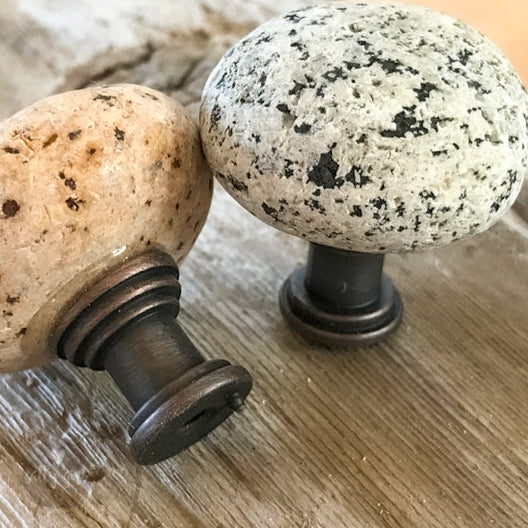 Beach Stone Cabinet Knobs - Set of 2 Maine Beach Stone Drawer Pulls