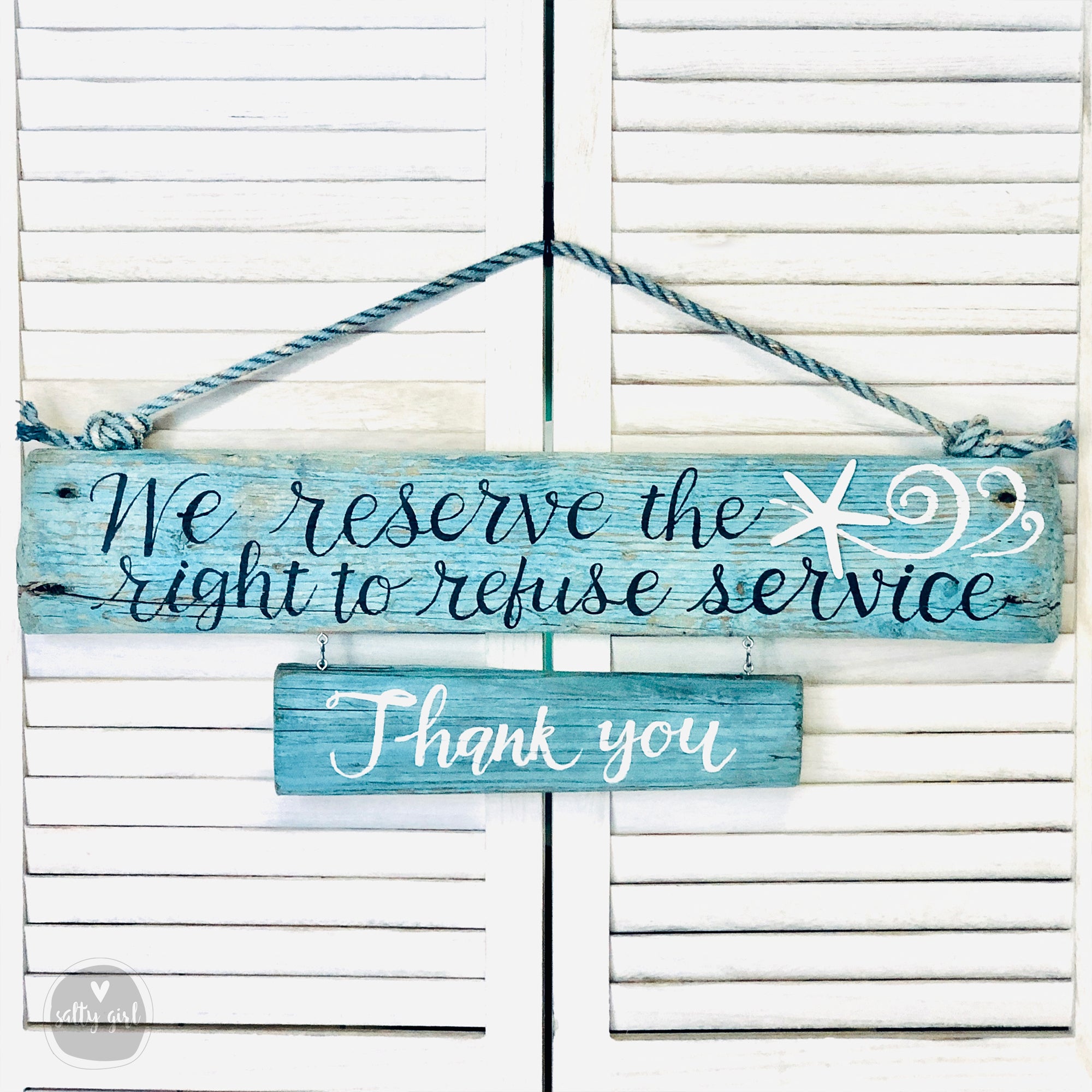 Custom Double Driftwood Sign - Personalized Established House Sign with Fishing Rope Hanger - Coastal Themed House Sign