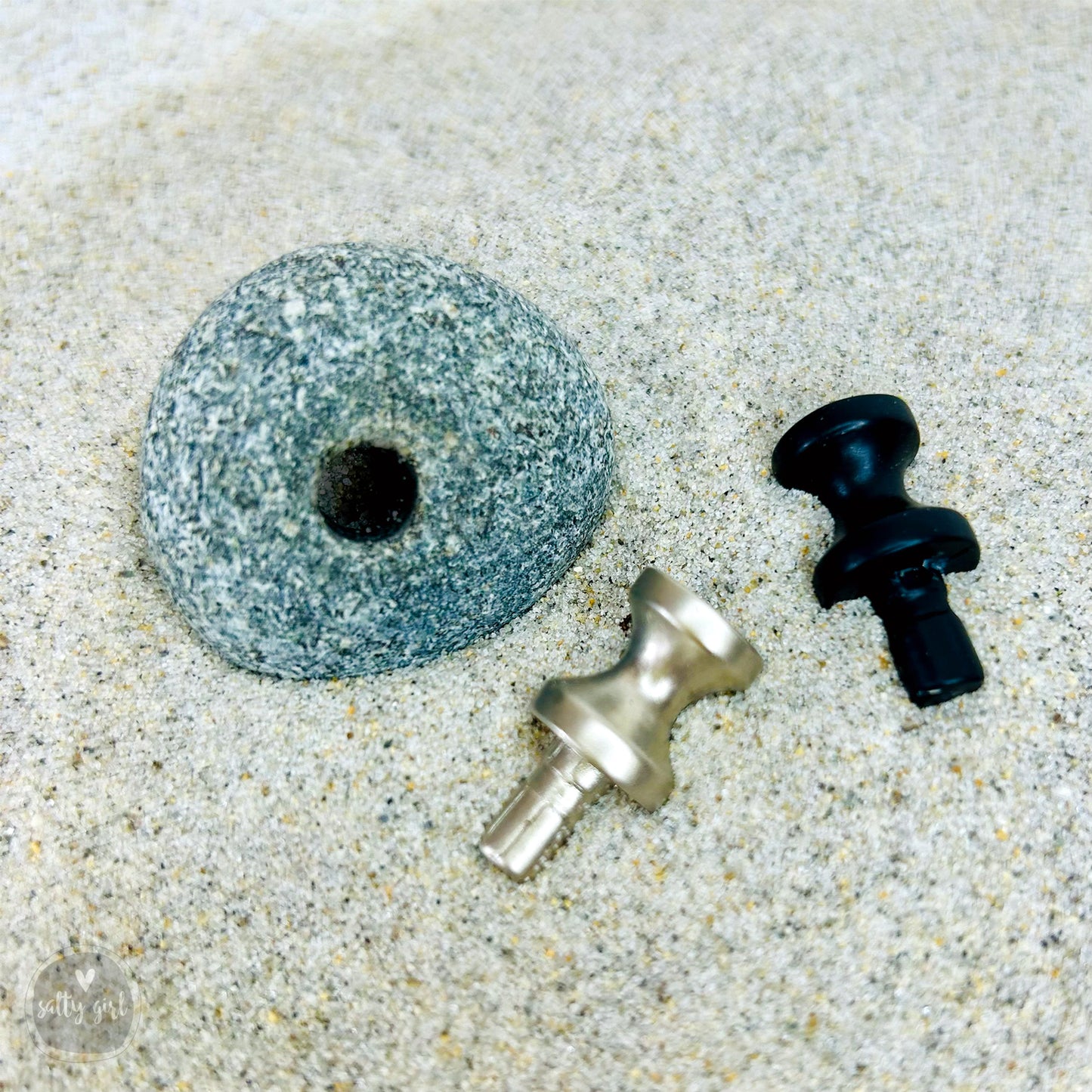 Stone Cabinet Knobs - Set of 2 Maine Beach Stone Drawer Pulls