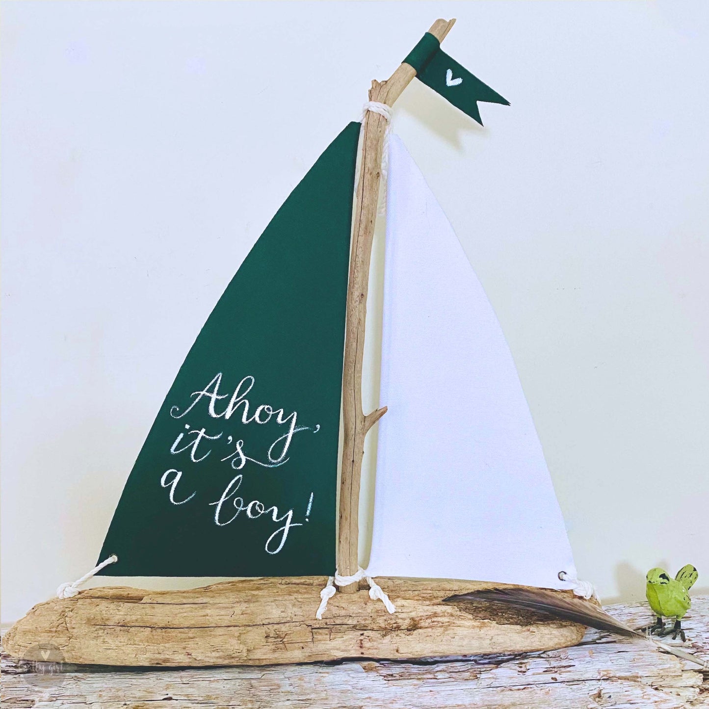 Sailboat Centerpiece - 16" Personalized Driftwood Sailboat for Wedding Table Decor