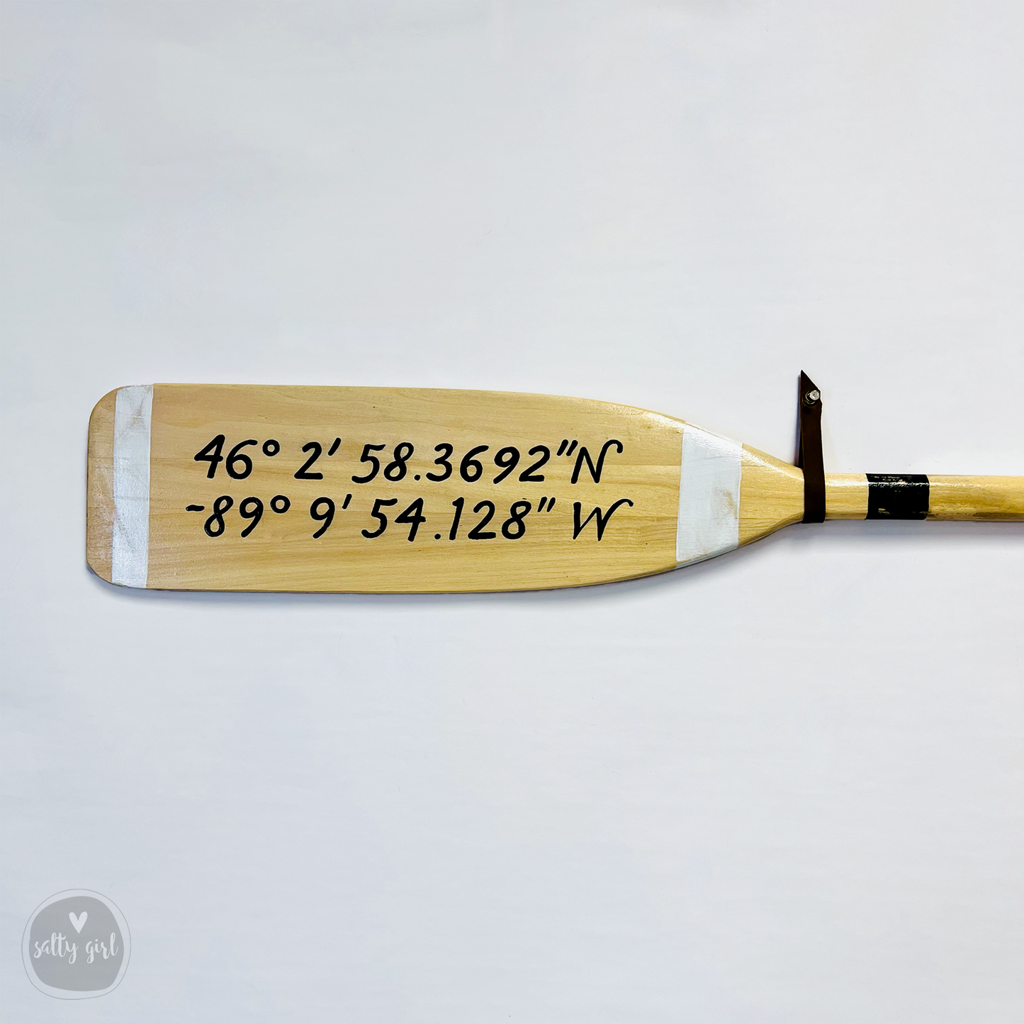Painted Boat Oar with Custom Coordinates - Hand Painted Nautical Wooden Boat Paddle - Custom Wall Art