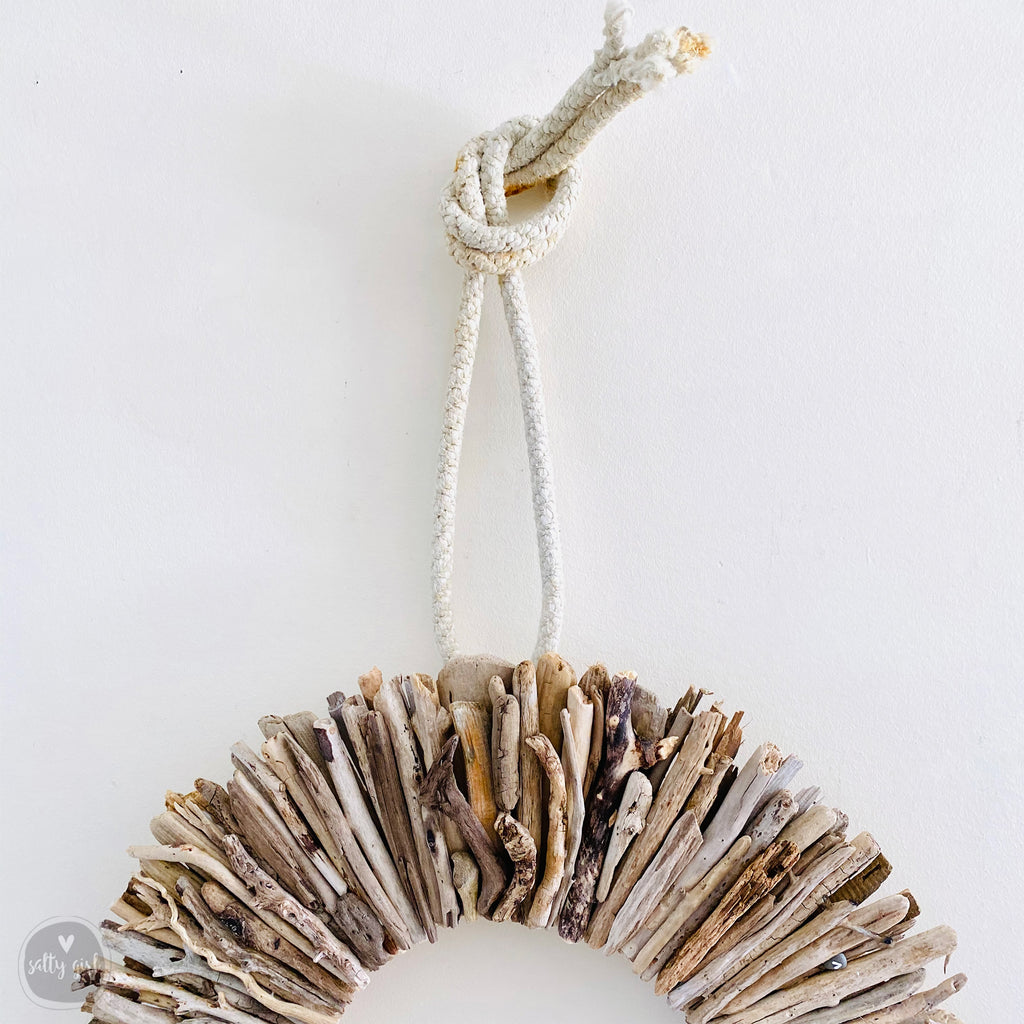 Driftwood Wreath | Handmade Coastal Home Decor - Natural Wall Decor, 24" Rustic Beach Accent