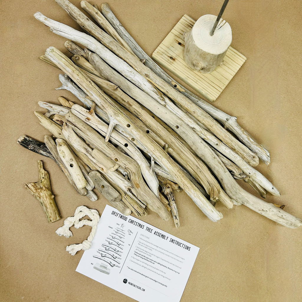 a pile of driftwood sitting on top of a table