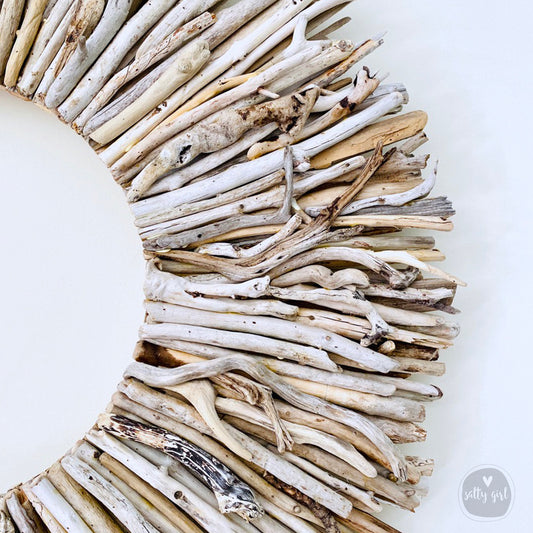 Sun Bleached Driftwood Wreath - 24"  - Wall Decor by Maine Artist Cherie Herne