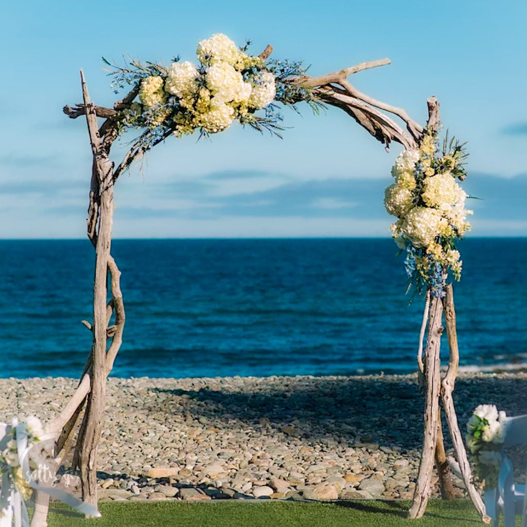 Wedding Arch made from Maine Driftwood - Curved Self-Standing Design - Delivery to ME, NH, MA