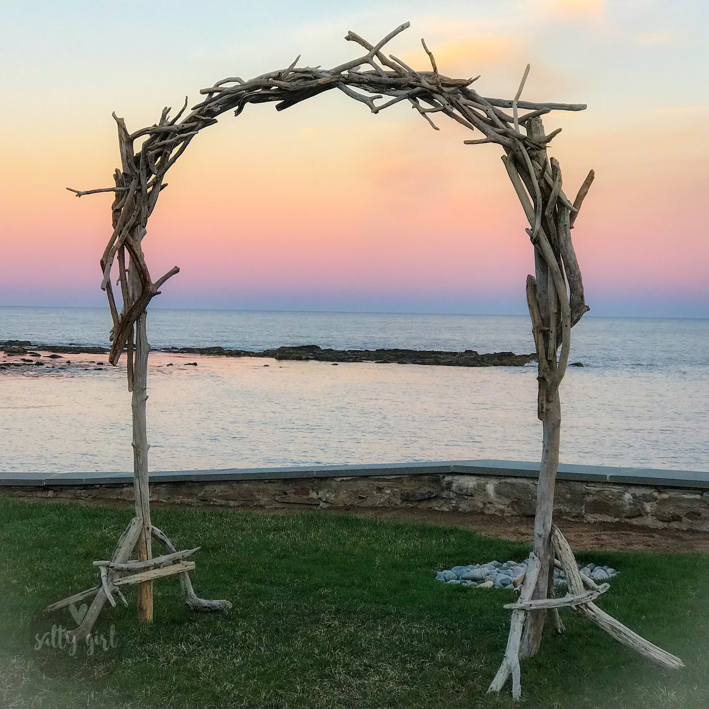 Wedding Arch made from Maine Driftwood - Curved Self-Standing Design - Delivery to ME, NH, MA