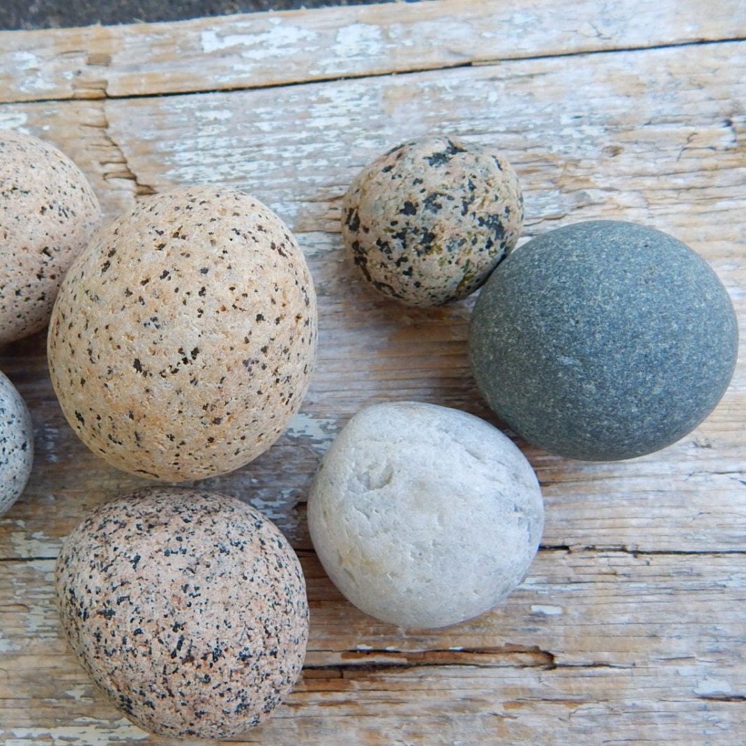 Maine Beach Stones - 5 Round .75 - 1.75" Snowball Rocks from Maine - DIY Stones - Stone Collecting - Round Maine Rocks - Beach Rocks