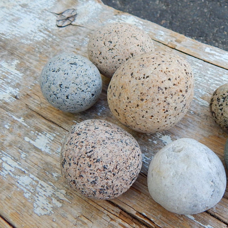 Maine Beach Stones - 5 Round .75 - 1.75" Snowball Rocks from Maine - DIY Stones - Stone Collecting - Round Maine Rocks - Beach Rocks