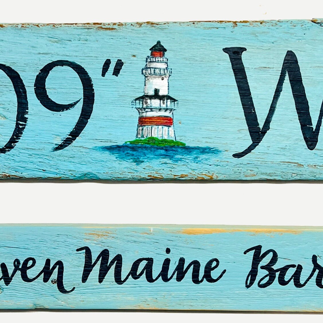 Custom Driftwood Mileage Sign with Hand Painted Graphics on Post - 1-5 Signs - Personalized Stacked Wooden Directional Sign