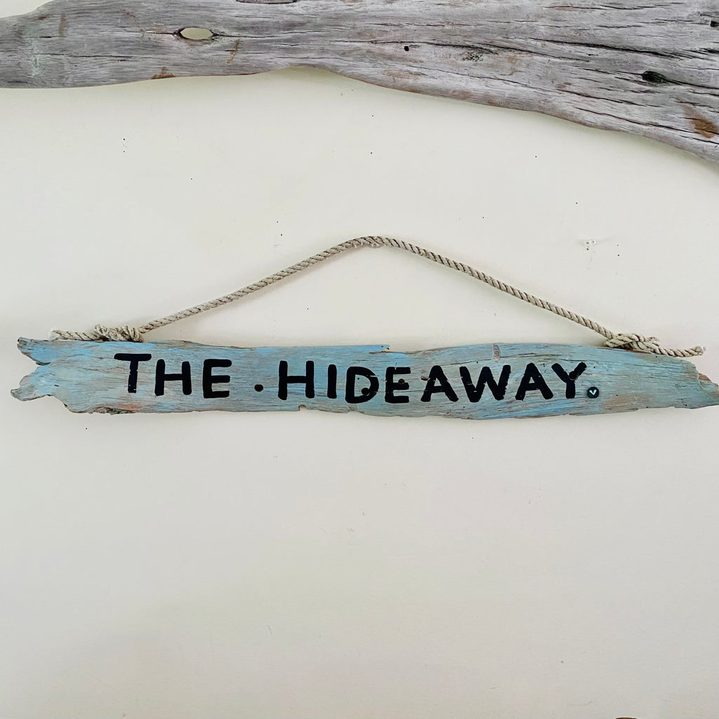 Outdoor Custom Driftwood Sign with Rope Hanger