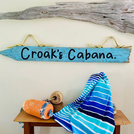 Custom Outdoor Driftwood Sign - Personalized Wooden House Sign with Rope Hanger - Summer Cottage Sign